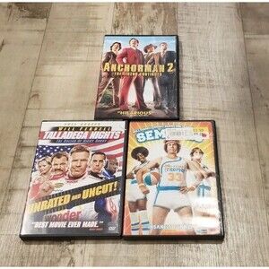 3 DVD Lot Will Ferrell Reilly Talladega Nights Anchorman 2 Semi Pro Vg Comedy